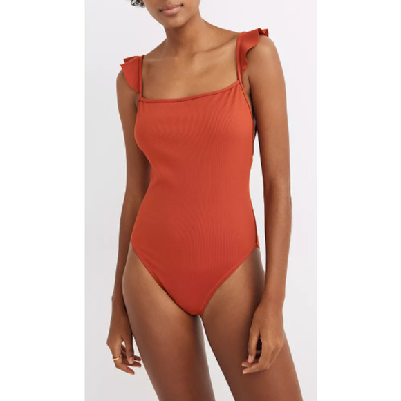 Madewell Second Wave Ribbed One Piece Swimsuit - Picture 1 of 10
